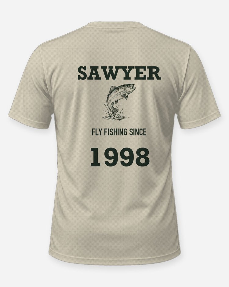 Custom Name And Year Fly Fishing Since Rainbow Trout Shirt - back