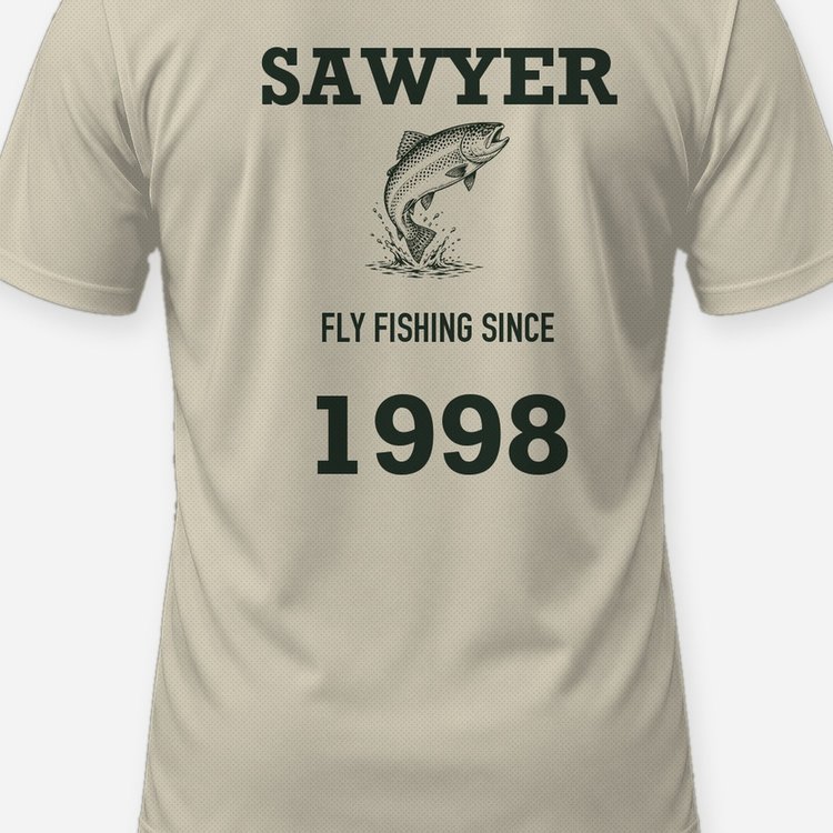 Custom Name And Year Fly Fishing Since Rainbow Trout Shirt - print close-up
