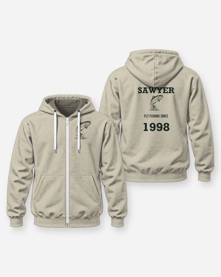 Custom Name And Year Fly Fishing Since Rainbow Trout Shirt - Zip Hoodie