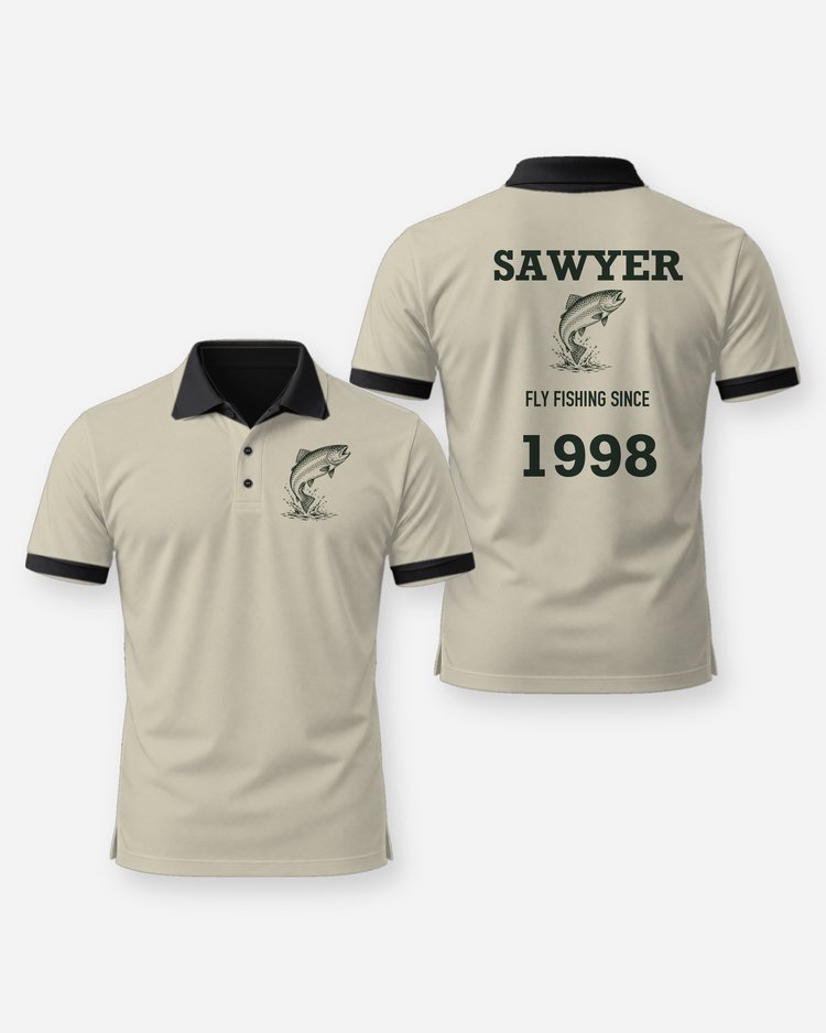 Custom Name And Year Fly Fishing Since Rainbow Trout Shirt - Polo