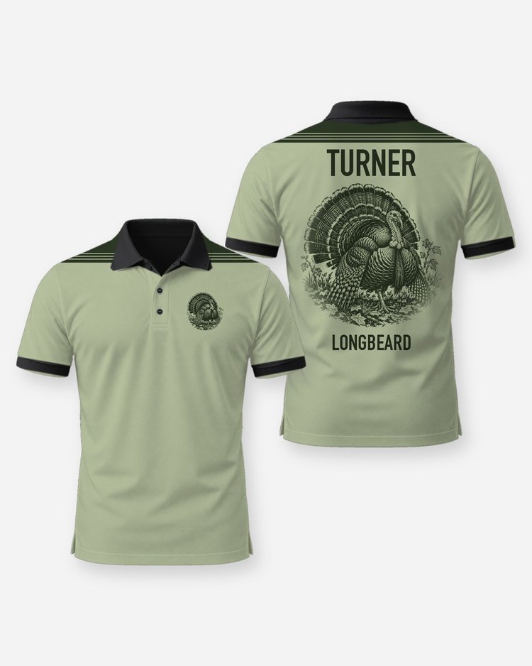 Custom Name Longbeard Wild Turkey Strut Shirt - Polo