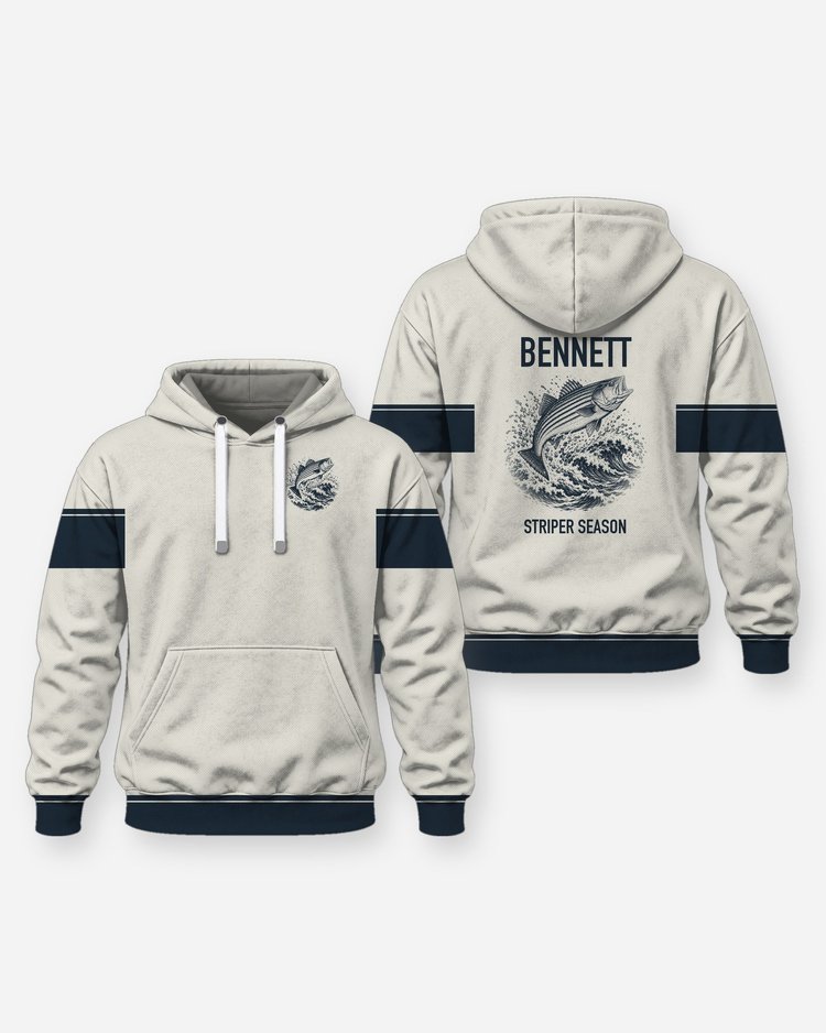 Custom Name Striper Season Surf Fishing Shirt - Hoodie