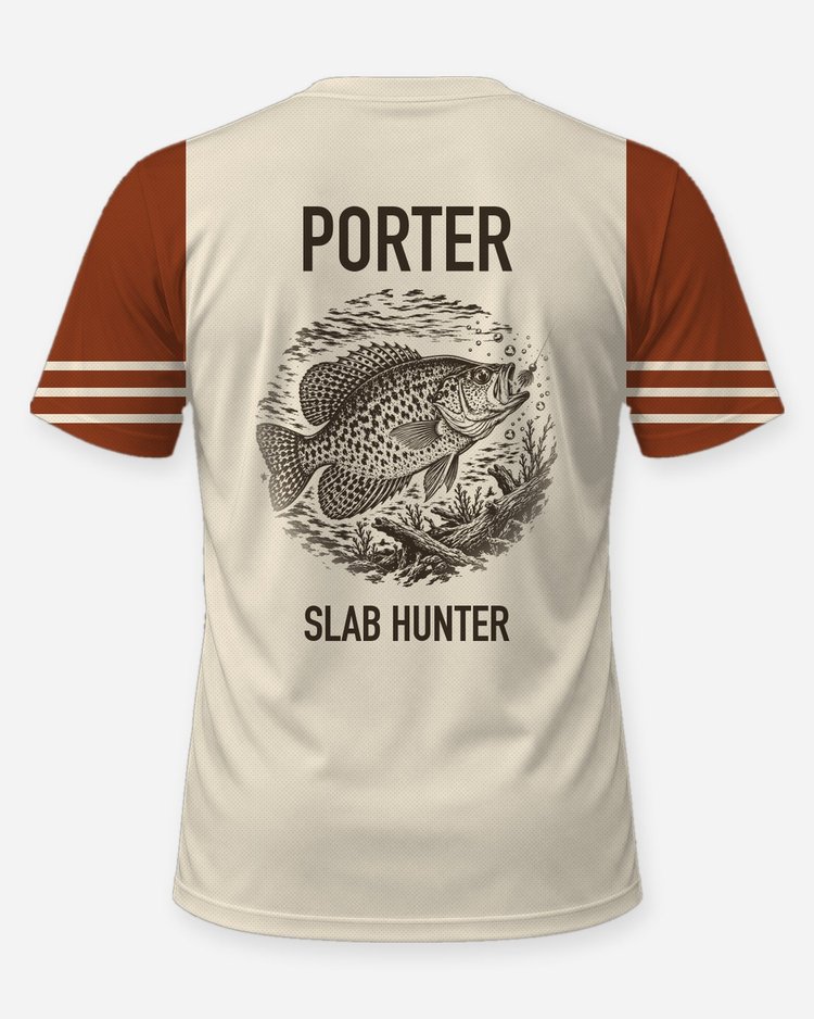 Custom Name Crappie Slab Hunter Fishing Shirt - back