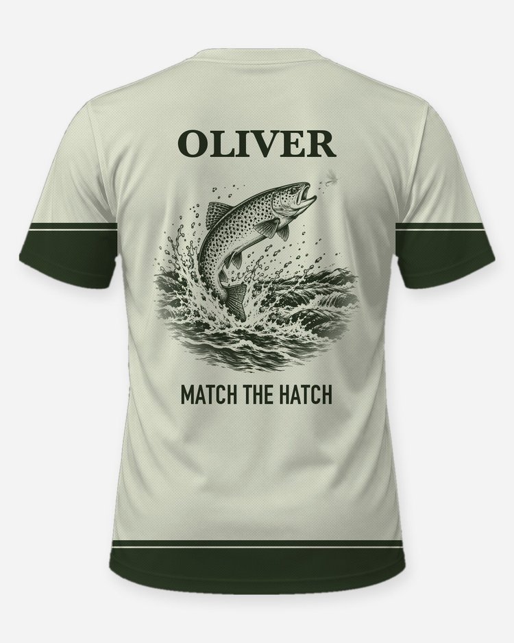 Custom Name Match The Hatch Trout Fly Fishing Shirt - back
