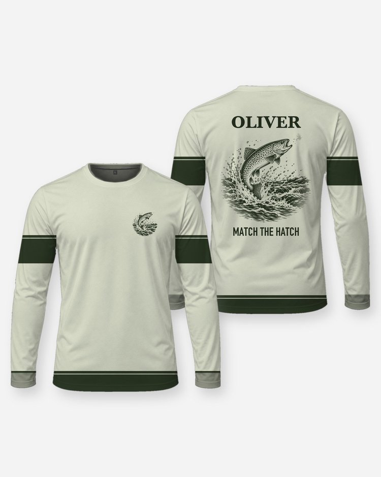 Custom Name Match The Hatch Trout Fly Fishing Shirt - Long Sleeve