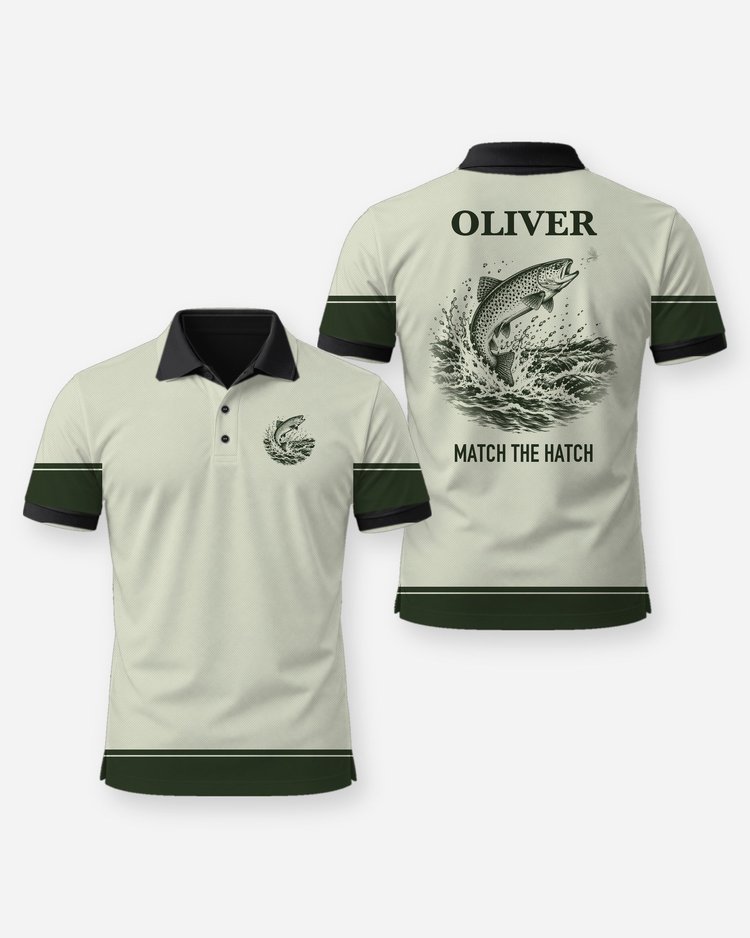 Custom Name Match The Hatch Trout Fly Fishing Shirt - Polo