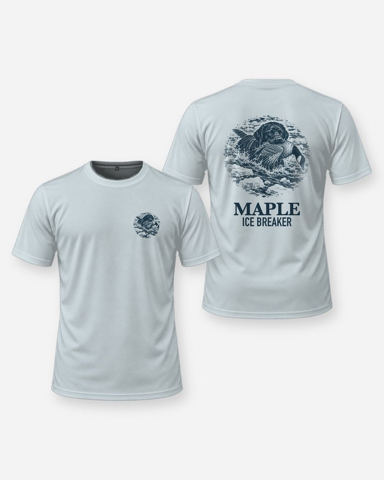 Custom Dog Name Lab Goose Retrieve Ice Breaker Shirt - front and back
