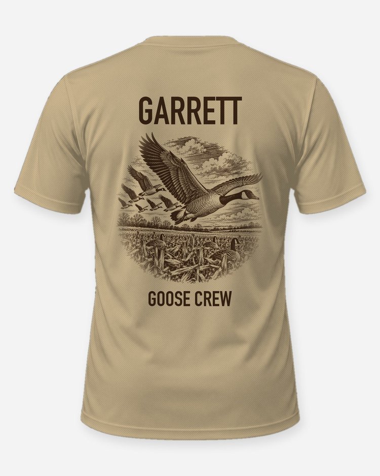 Custom Family Name Canada Goose Field Hunt Crew Shirt - back