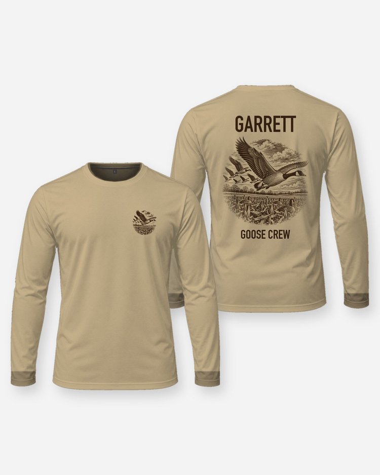 Custom Family Name Canada Goose Field Hunt Crew Shirt - Long Sleeve