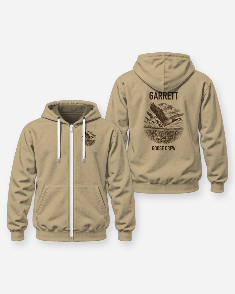 Custom Family Name Canada Goose Field Hunt Crew Shirt - Zip Hoodie