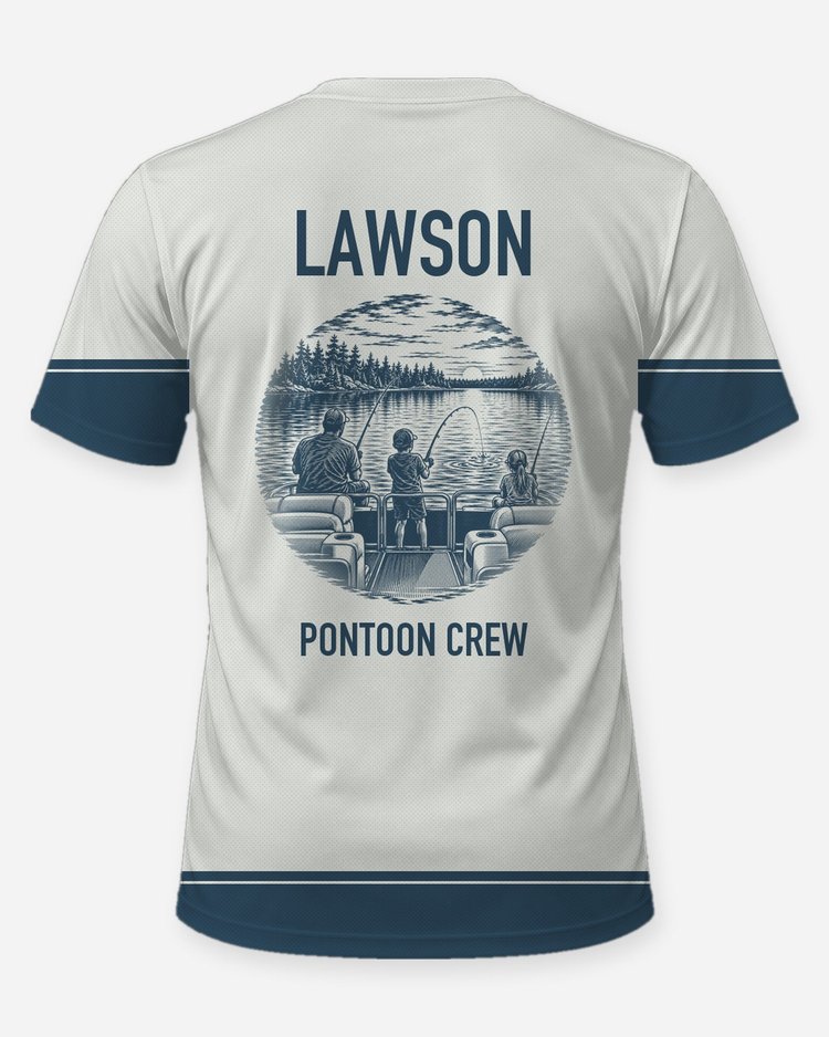Custom Family Name Pontoon Boat Fishing Crew Shirt - back