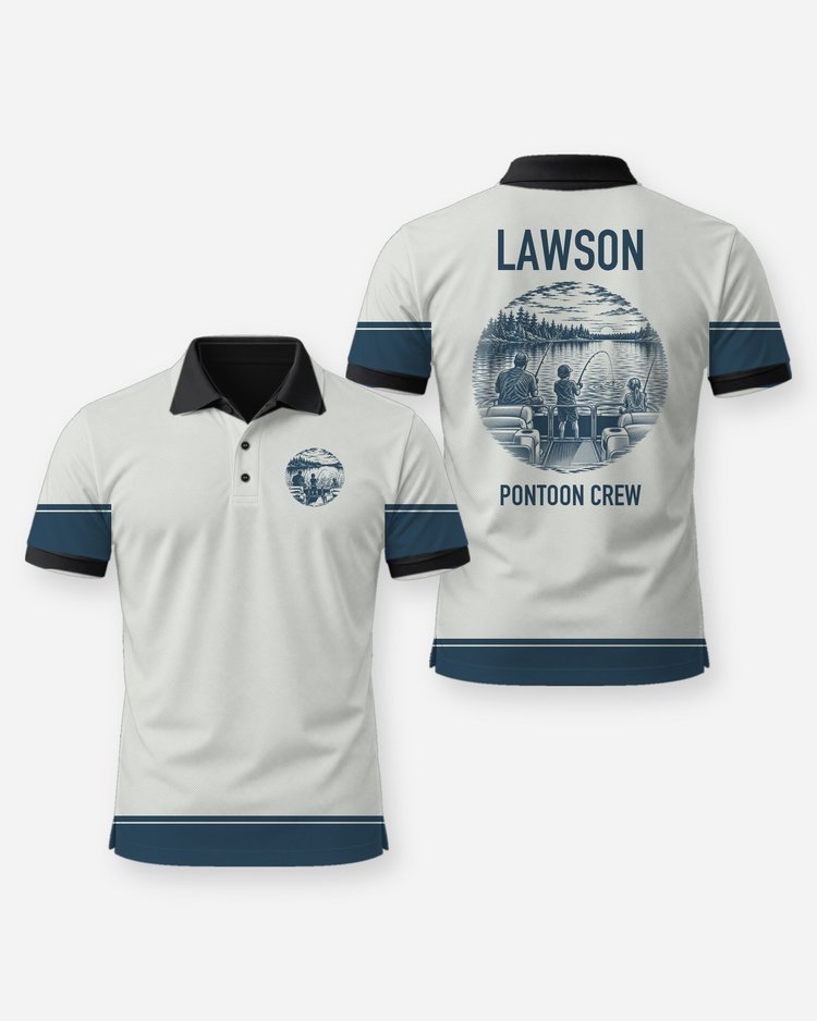Custom Family Name Pontoon Boat Fishing Crew Shirt - Polo