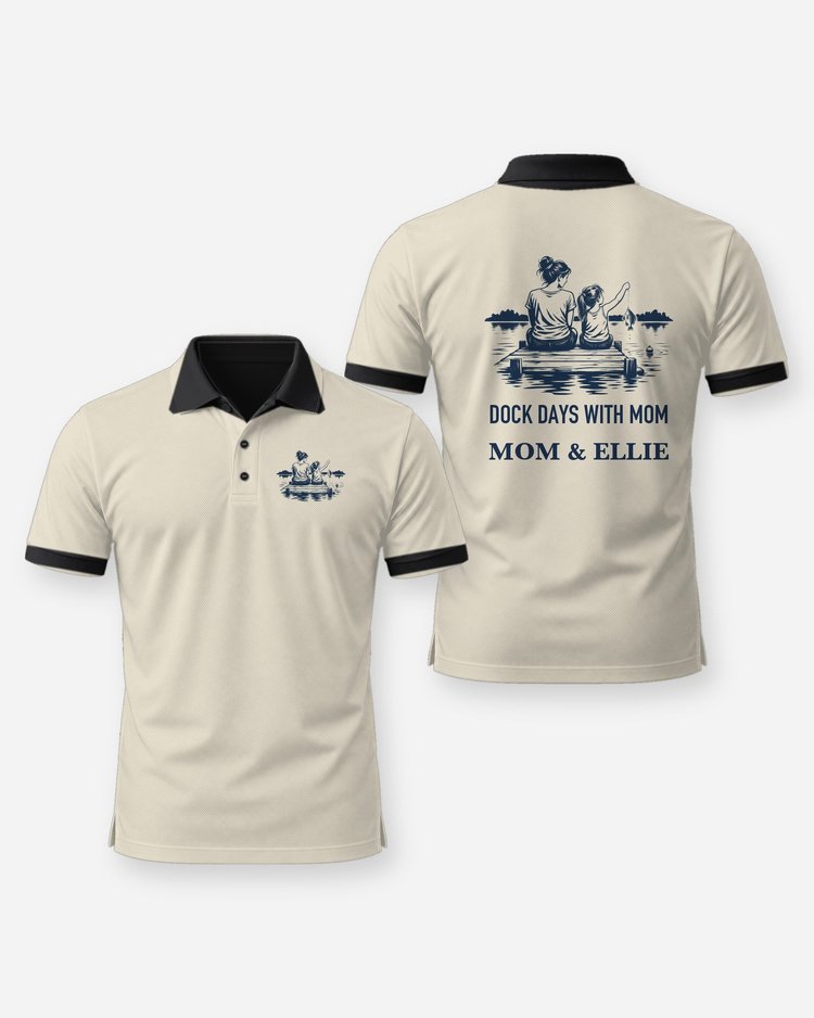 Custom Names Dock Days With Mom First Fish Shirt - Polo