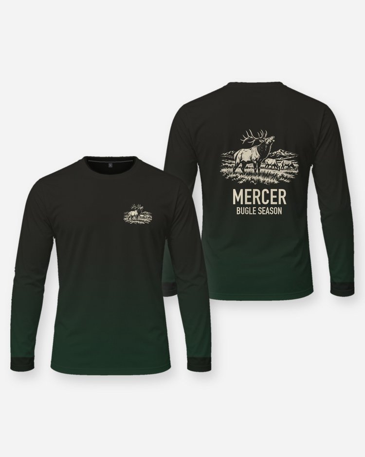 Custom Family Name Bugle Season Bull Elk Woodcut Shirt - Long Sleeve