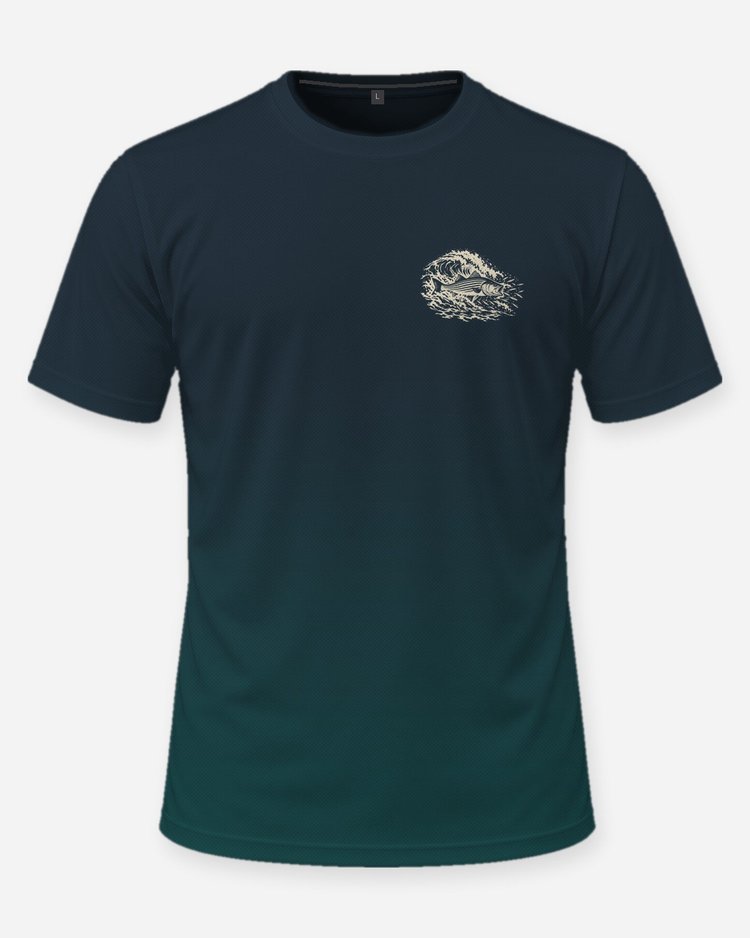 Custom Family Name Striper Run Striped Bass Surf Woodcut Shirt - front