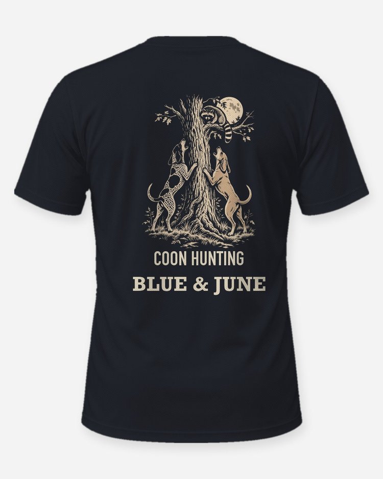 Custom Dog Names Coon Hunting Hounds Treed Woodcut Shirt - back
