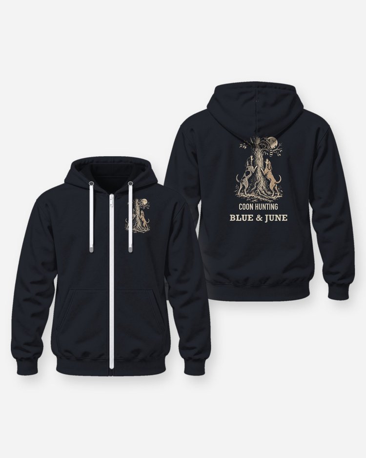 Custom Dog Names Coon Hunting Hounds Treed Woodcut Shirt - Zip Hoodie