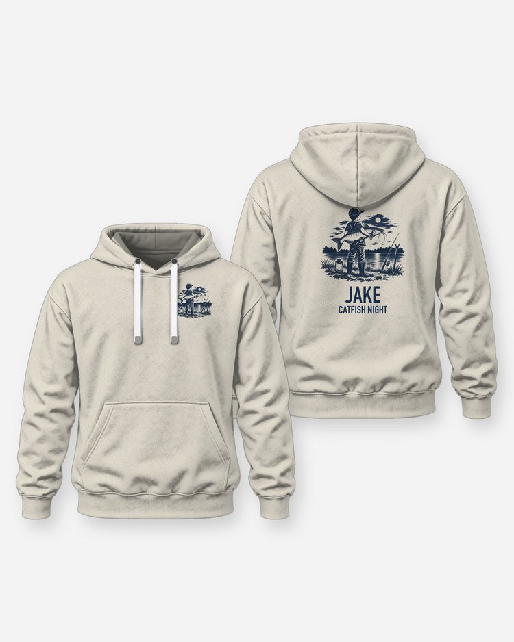 Custom Name Catfish Night Boy And Catfish Woodcut Shirt - Hoodie