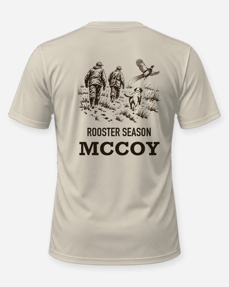 Custom Name Rooster Season Late Pheasant Hunt Woodcut Shirt - back