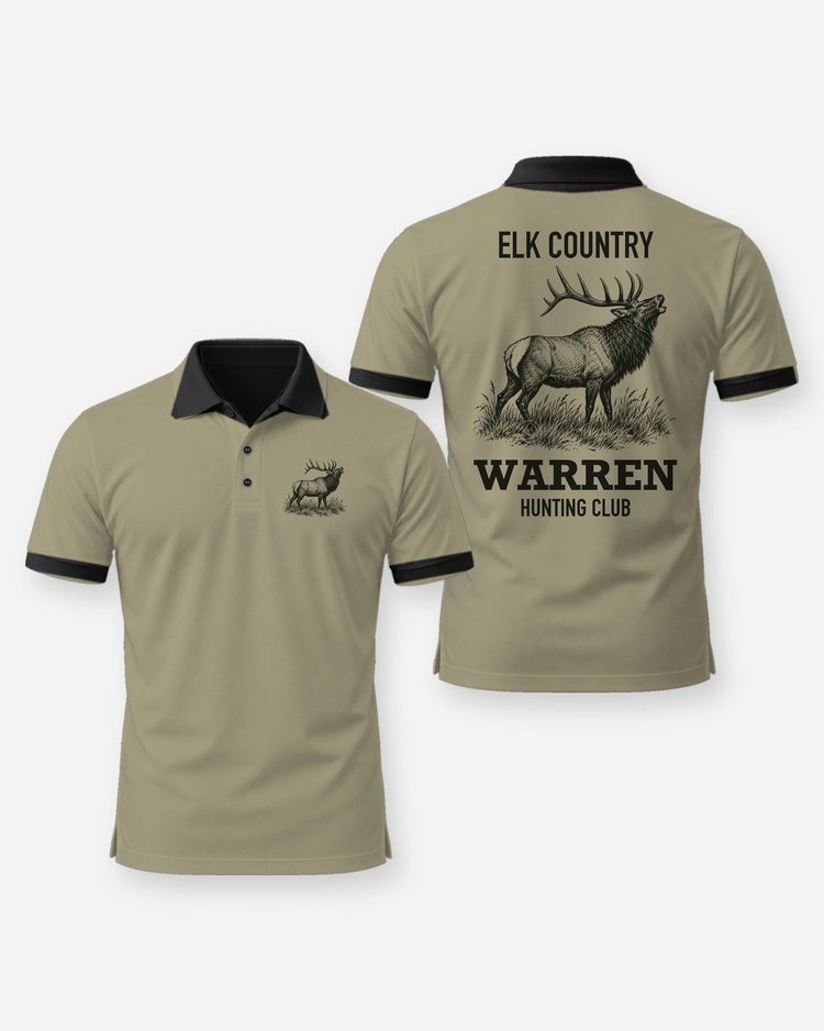 Elk Country Custom Name Hunting Club Bugling Elk Shirt - Polo