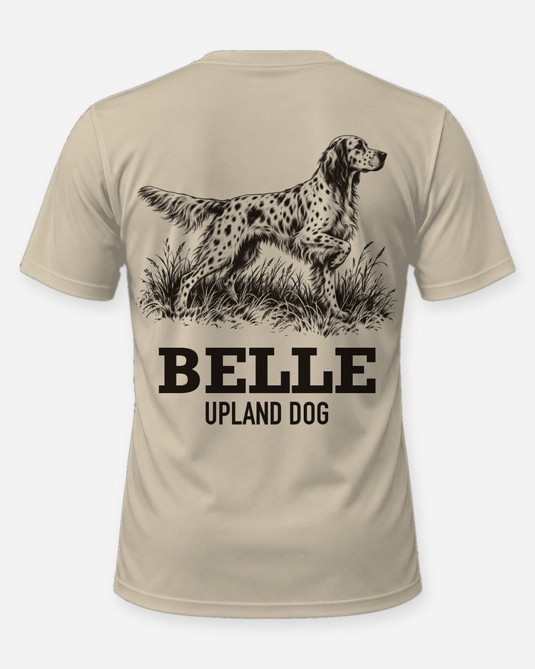 Custom Dog Name Setter On Point Upland Dog Shirt - back