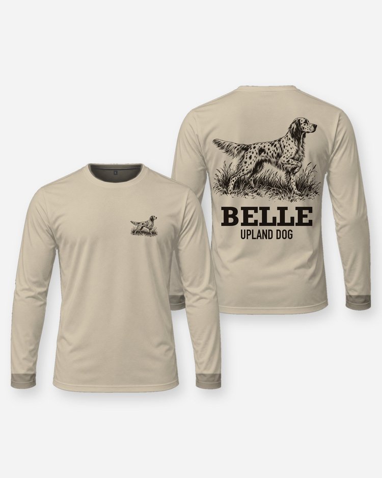 Custom Dog Name Setter On Point Upland Dog Shirt - Long Sleeve