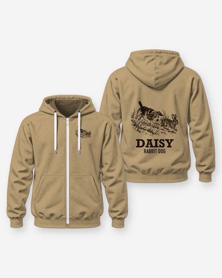 Custom Dog Name Beagle Rabbit Dog Running Hunting Shirt - Zip Hoodie
