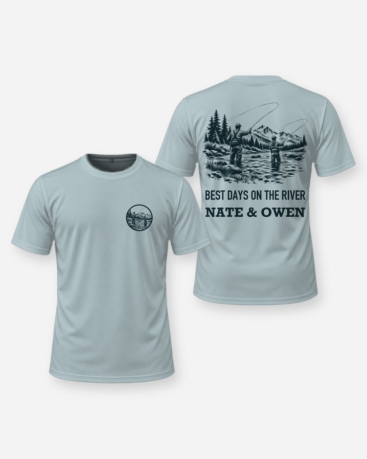 Best Days On The River Custom Names Fly Fishing Shirt - front and back