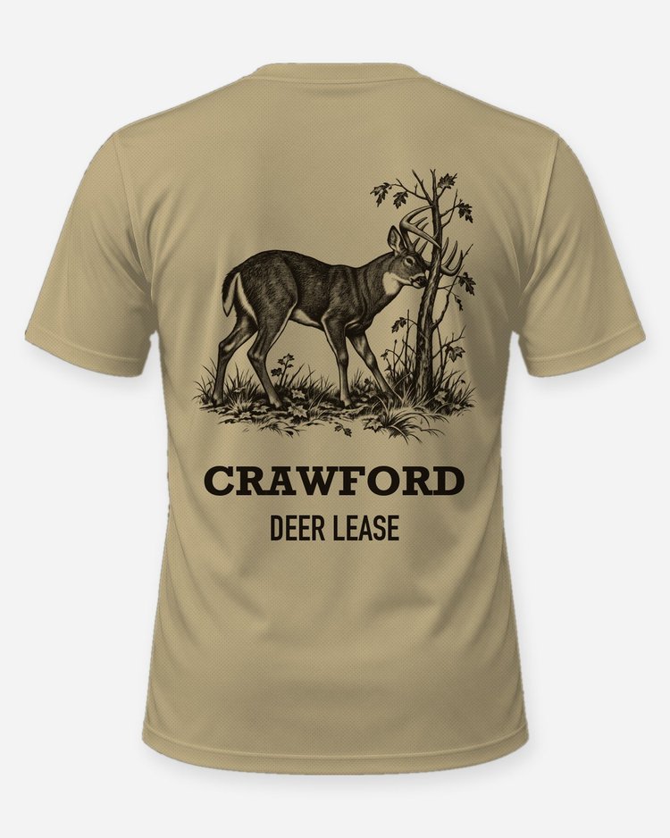 Custom Name Deer Lease Whitetail Rub Woodcut Hunting Shirt - back