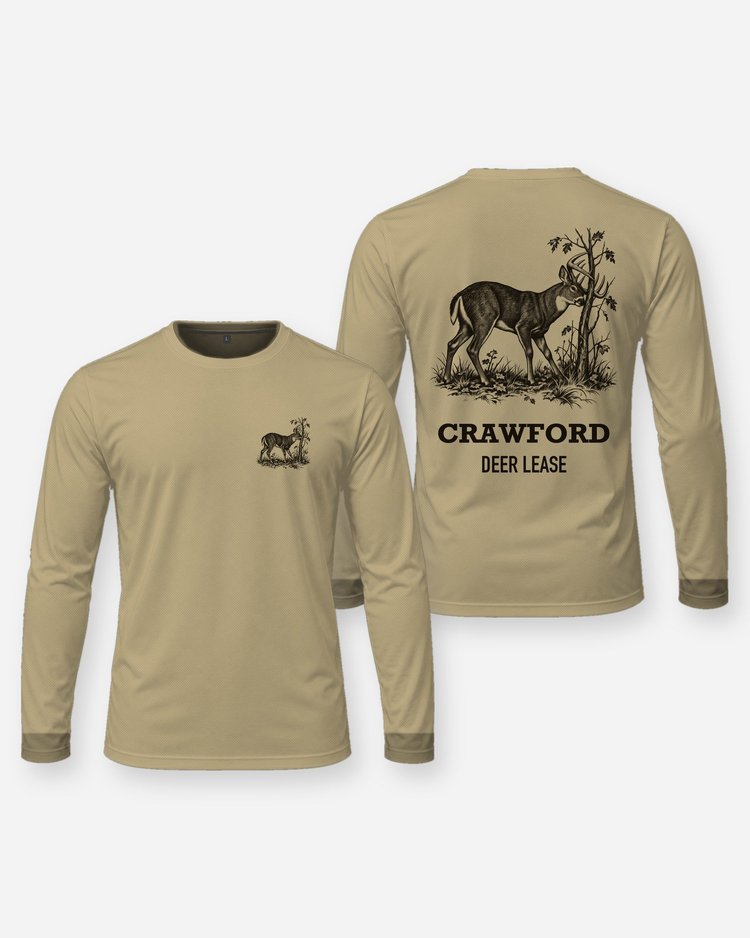 Custom Name Deer Lease Whitetail Rub Woodcut Hunting Shirt - Long Sleeve