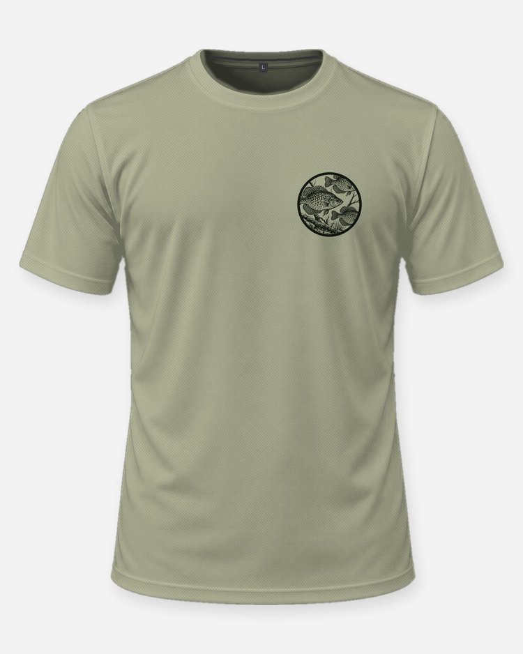 Custom Name Crappie Hole School Of Fish Woodcut Shirt - front