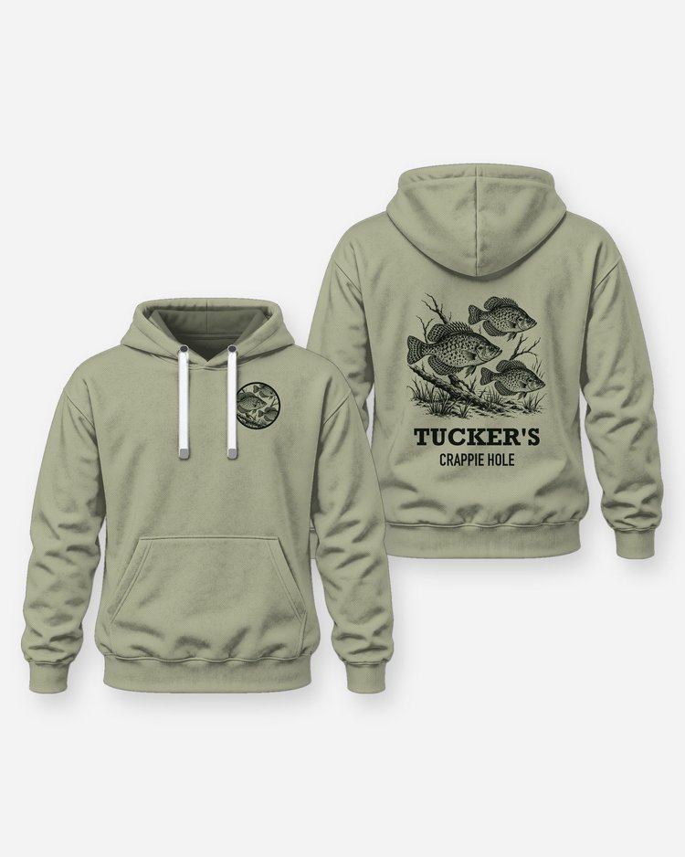 Custom Name Crappie Hole School Of Fish Woodcut Shirt - Hoodie