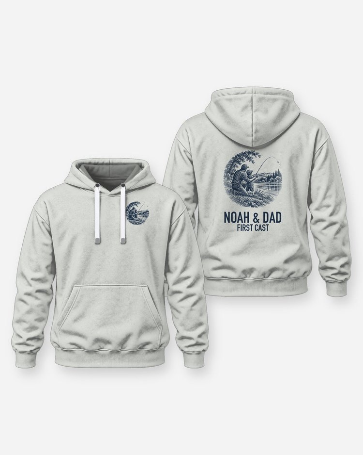 Custom Kid Name And Dad First Cast Fishing Shirt - Hoodie