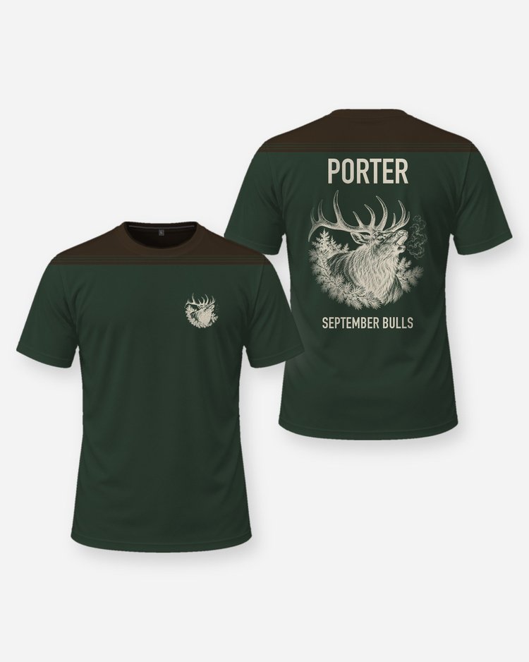 Custom Name September Bulls Bugling Elk Shirt - front and back