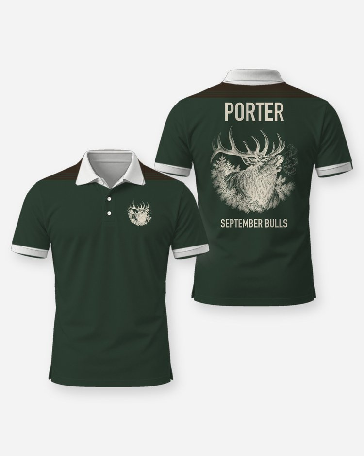 Custom Name September Bulls Bugling Elk Shirt - Polo