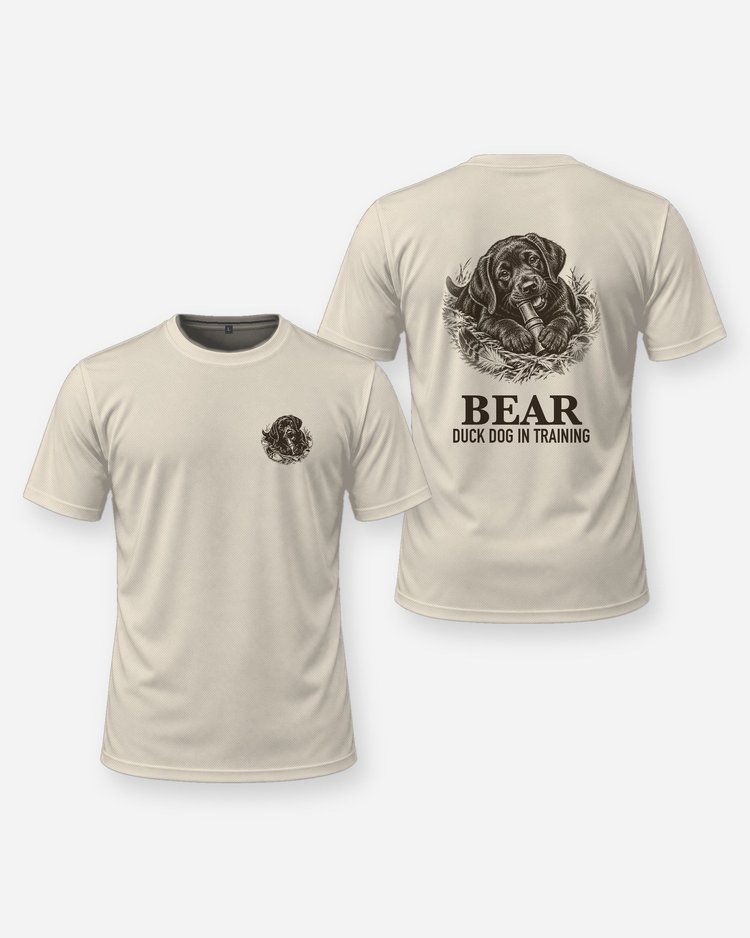 Custom Dog Name Lab Puppy Duck Dog In Training Shirt - front and back