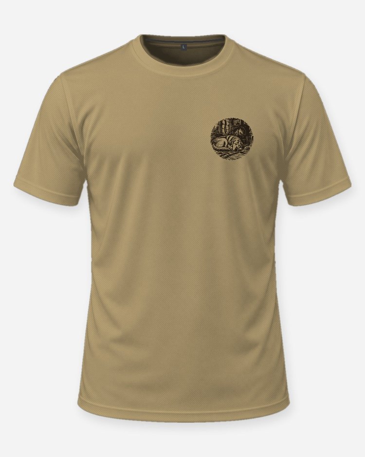 Custom Dog Name Lab Sleeping By Wood Stove Shirt - front