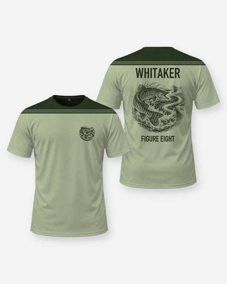 Custom Name Musky Figure Eight Fishing Shirt - front and back