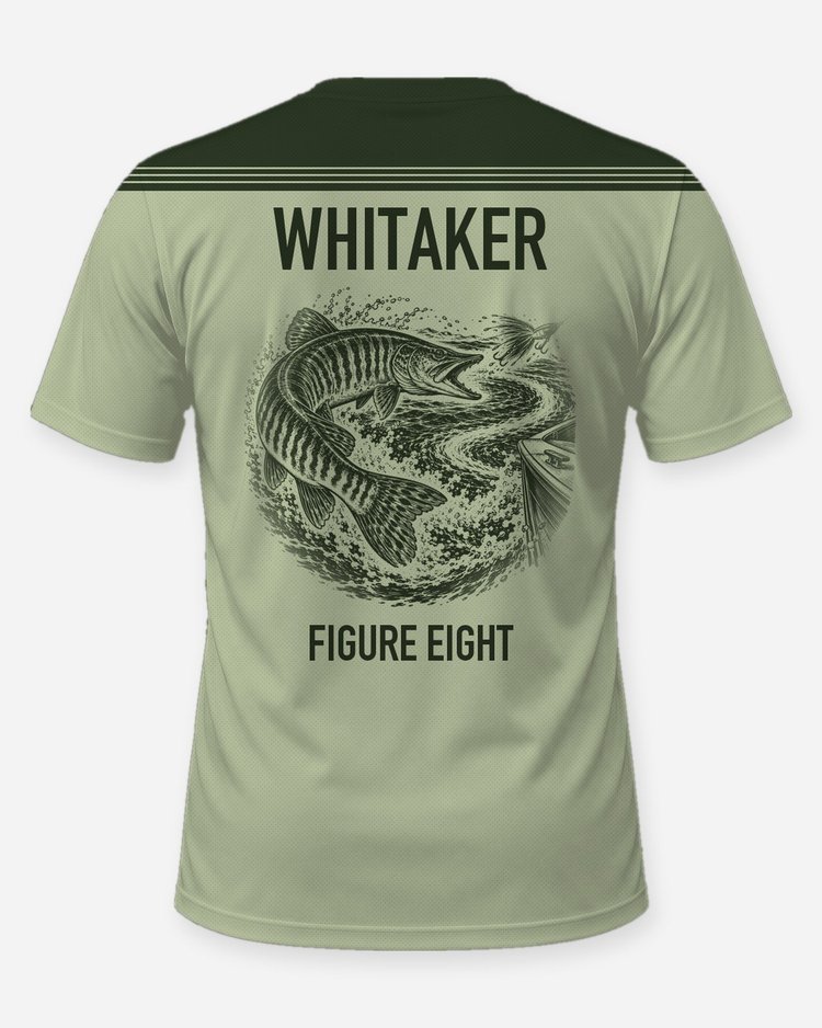 Custom Name Musky Figure Eight Fishing Shirt - back
