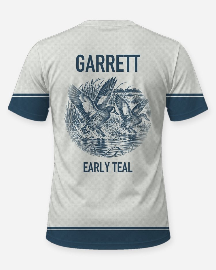 Custom Name Early Teal Season Duck Hunting Shirt - back