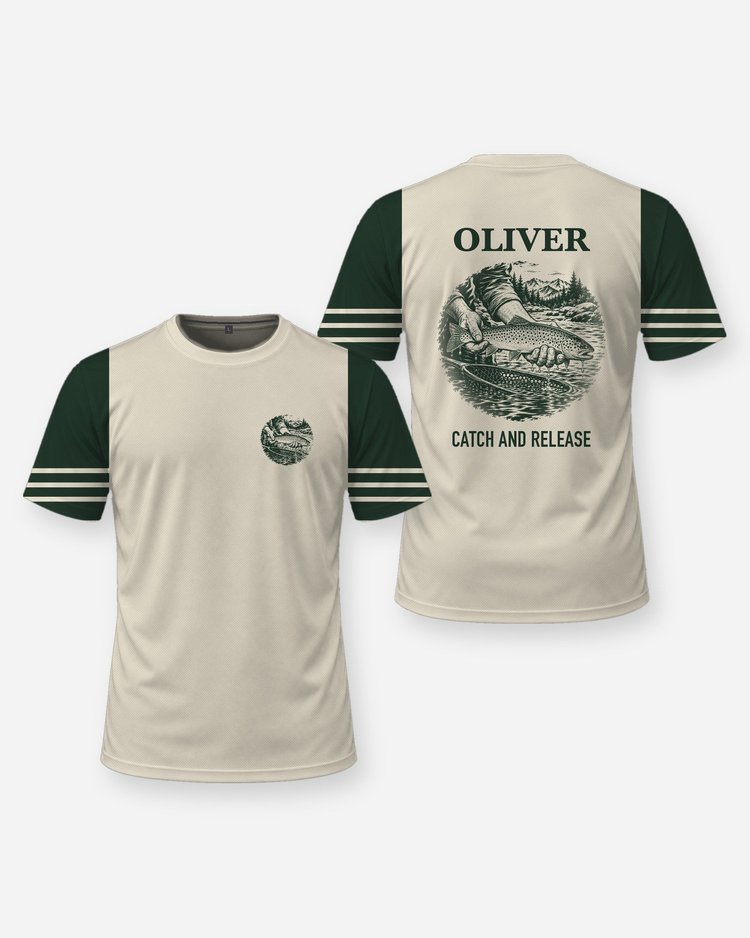Custom Name Catch And Release Trout Fishing Shirt - front and back