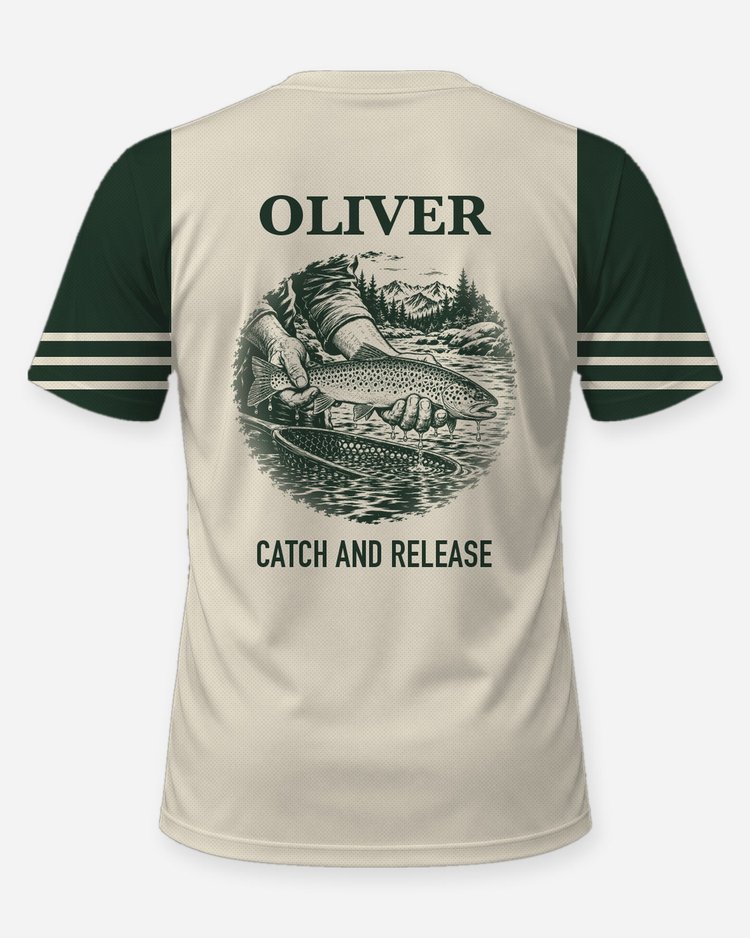 Custom Name Catch And Release Trout Fishing Shirt - back