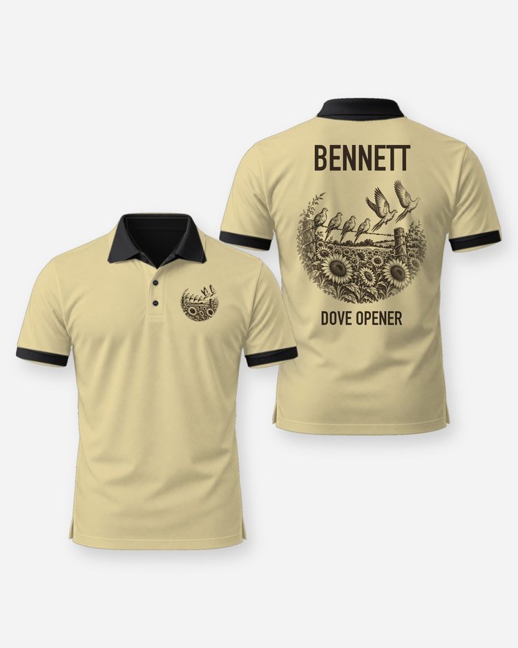 Custom Name Dove Opener Sunflower Field Hunting Shirt - Polo