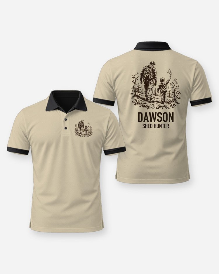 Custom Family Name Shed Hunter Father And Son Woodcut Shirt - Polo