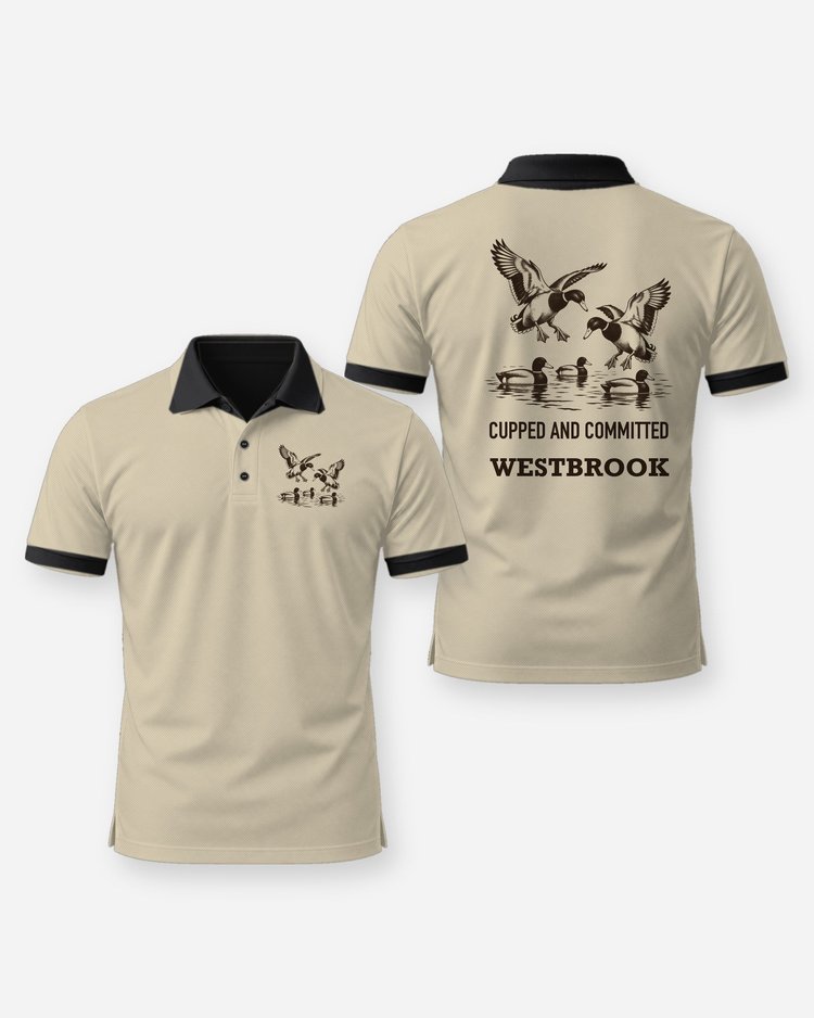 Custom Name Cupped And Committed Mallards Woodcut Shirt - Polo