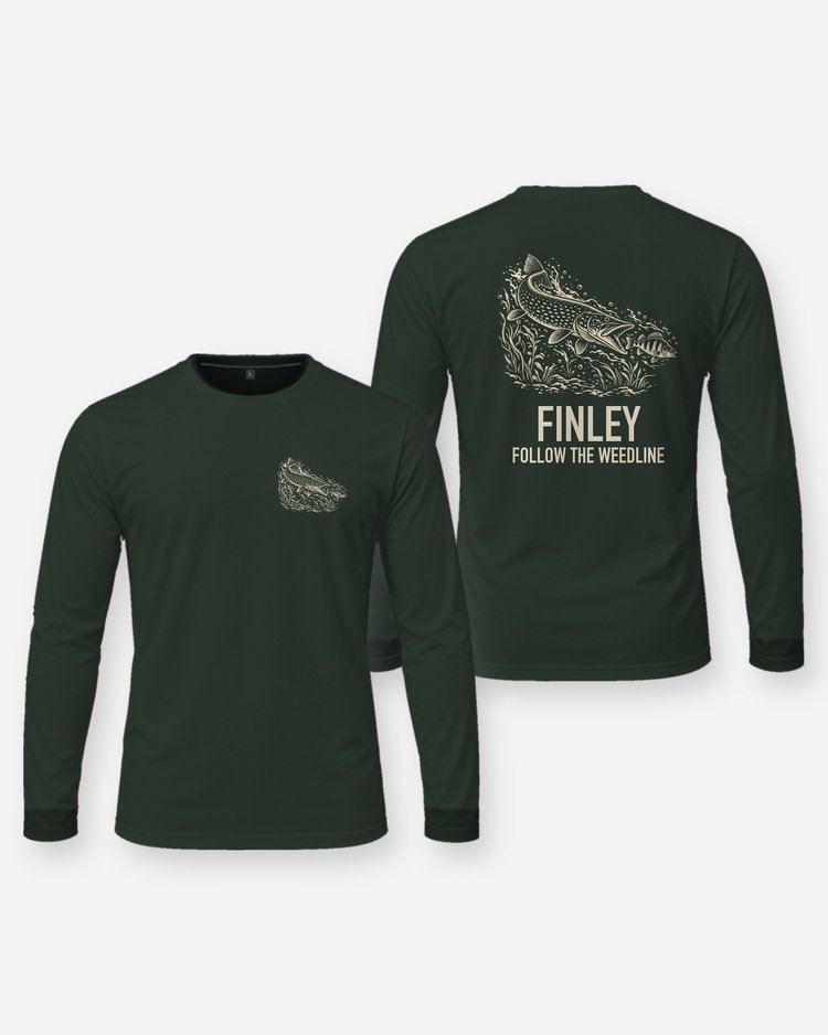 Custom Family Name Follow The Weedline Northern Pike Woodcut Shirt - Long Sleeve