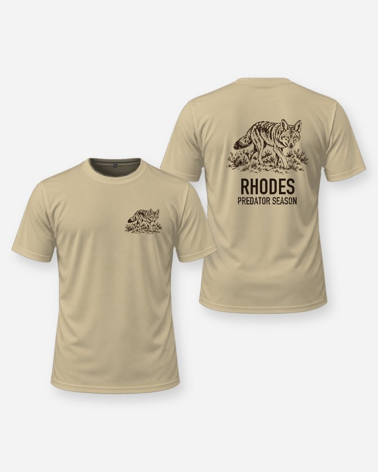 Custom Family Name Predator Season Coyote Woodcut Shirt - front and back