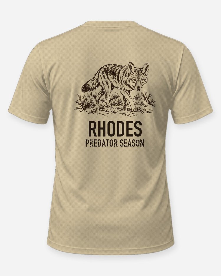 Custom Family Name Predator Season Coyote Woodcut Shirt - back