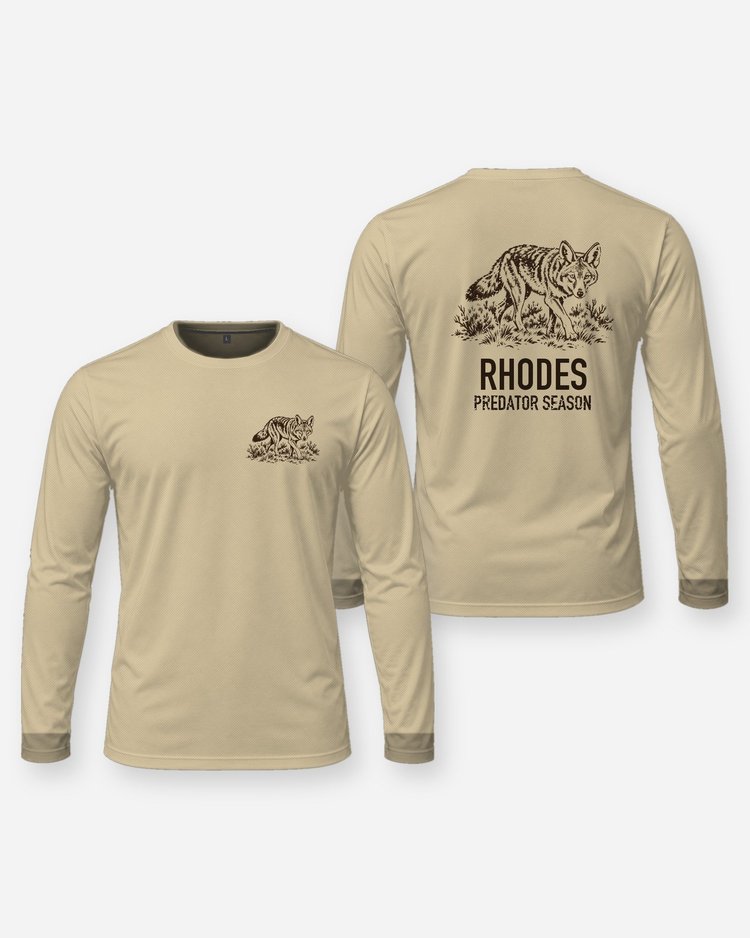 Custom Family Name Predator Season Coyote Woodcut Shirt - Long Sleeve
