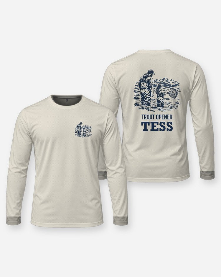 Custom Name Trout Opener Father And Daughter Woodcut Shirt - Long Sleeve